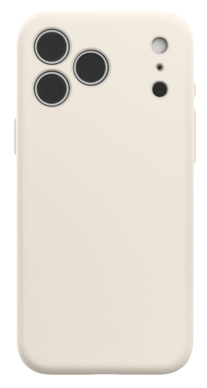 A cream soft phone case centered on a warm neutral background.